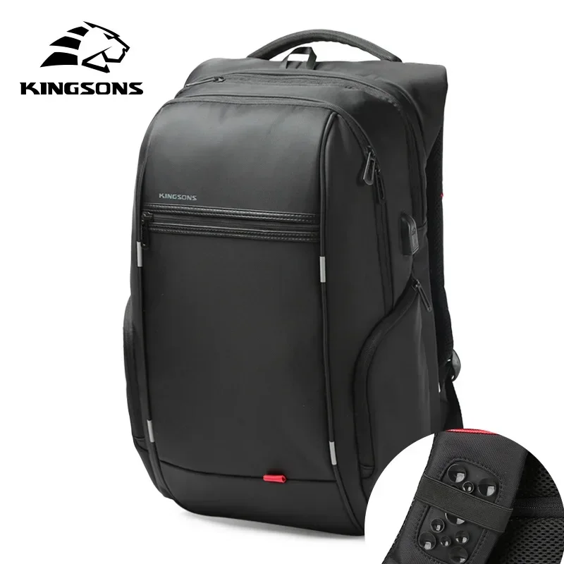 Kingsons Men Backpacks 15\'\' 17\'\' Laptop Backpack USB Charger Bag Anti-theft Backpack for Teenager Fashion Male Travel