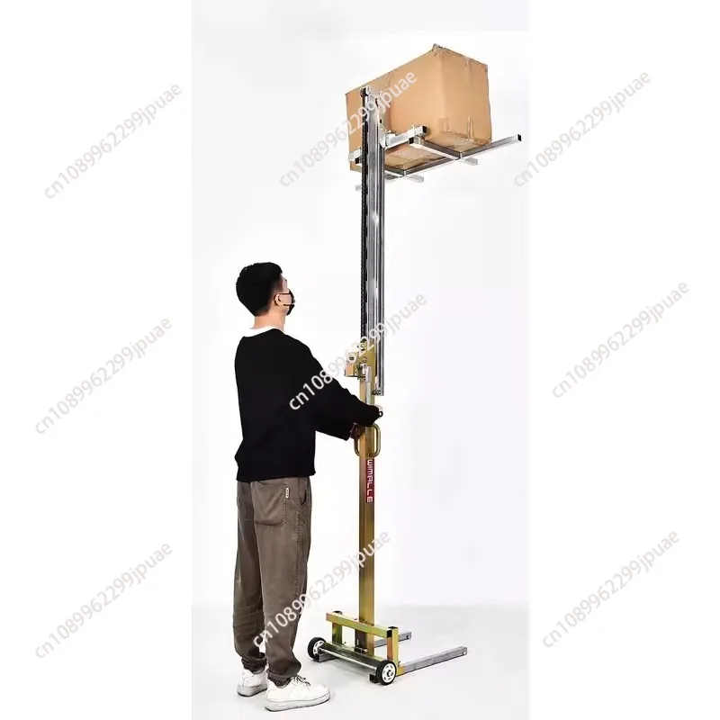 Hand Stacker Wire Rope Winch Light Manual Loading and Unloading Forklift Bearing 80KG Warehouse Logistics Handling Forklift
