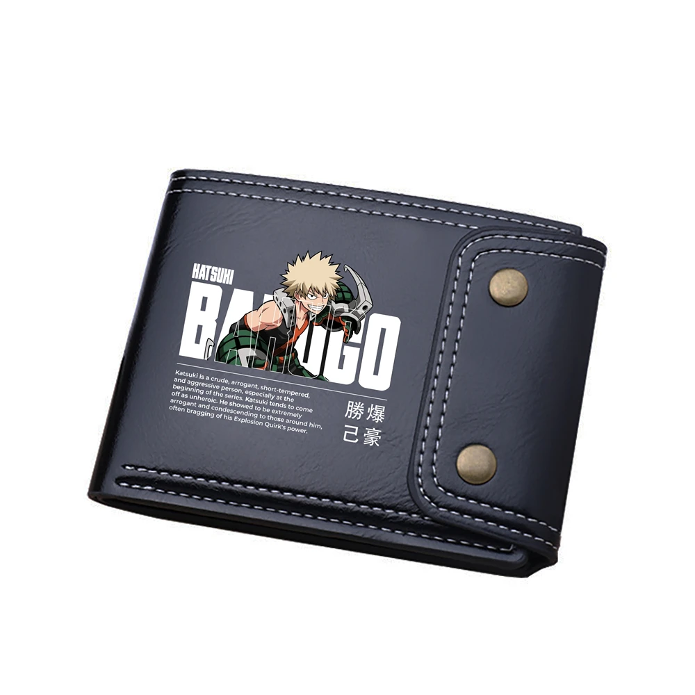 Anime My Hero Academia Short Wallets Bakugou Katsuki ID Card Holders Pu Leather Coins Purses Cartoon Money Bags Boys Clutch