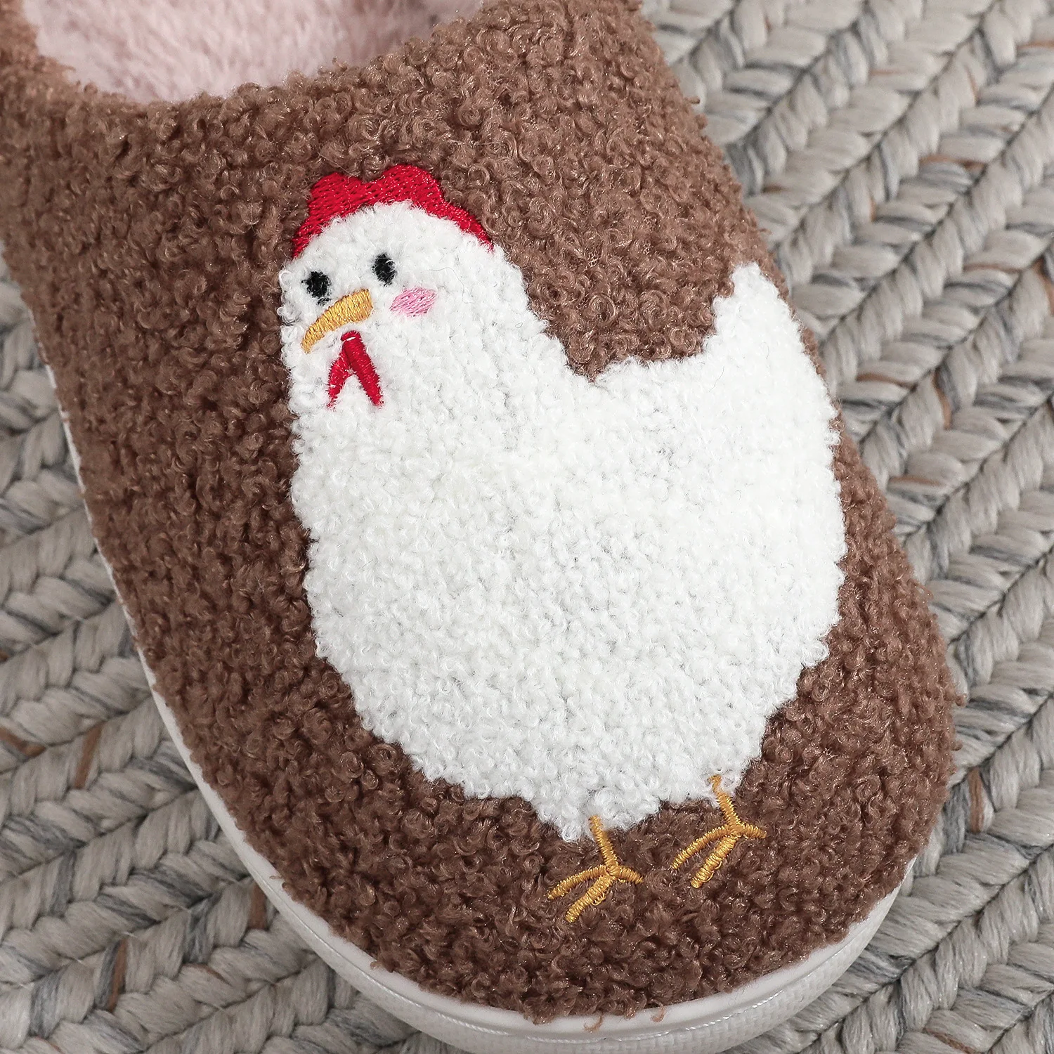 2026 Damen Herren Cartoon Niedliche Küken-Druck Baumwoll-Hausschuhe Fleece-Oberfläche für Zuhause Herbst Winter Leichte Weiche Innenraum-Schuhe – Detail 8
