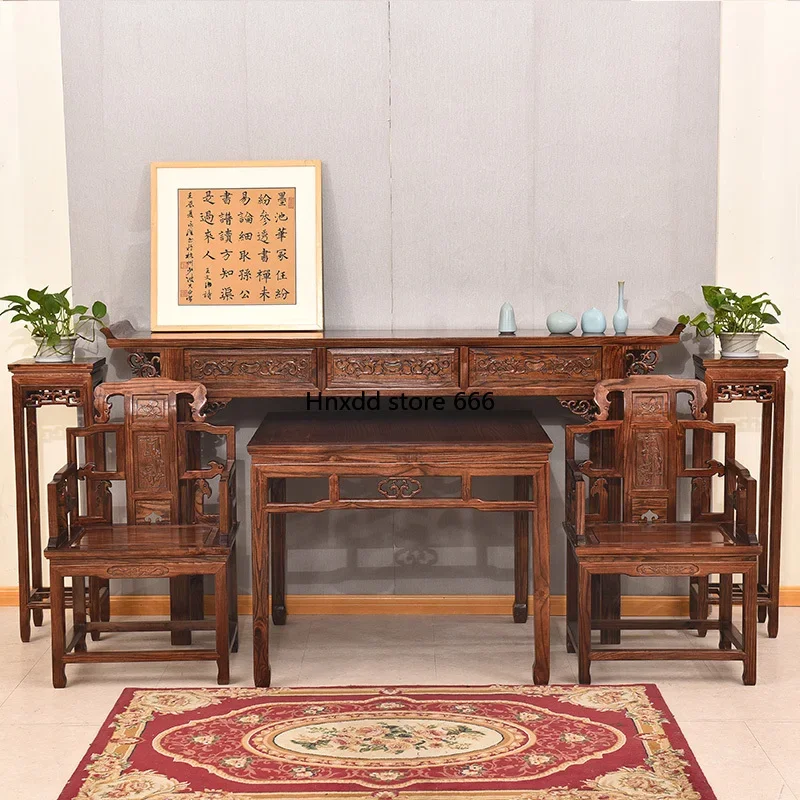 Zhongtang six-piece case eight immortals table Buddha table Chinese solid wood combination