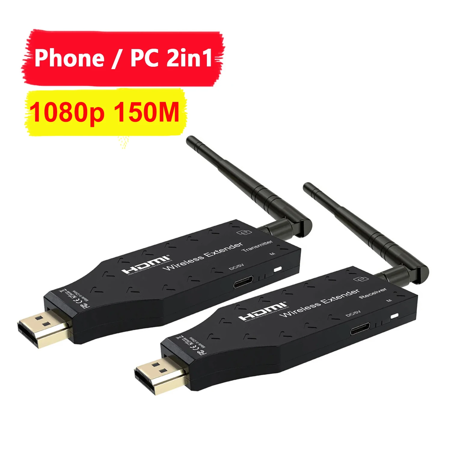 

150M Wireless HDMI Video Transmitter and Receiver Extender TV Stick Dongle Adapter for Iphone Laptop PC Phone To TV Projector