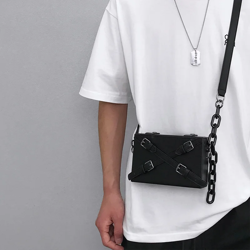 Messenger Bag Men\'s Fashion Box Shape Bag Student Small Bag New Versatile Mobile Phone Bag Unisex Mini Single Shoulder Bag