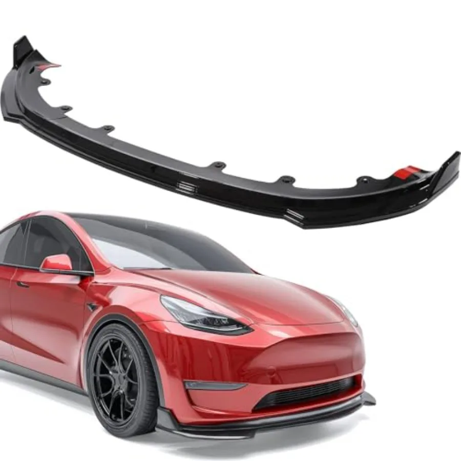 

Front Bumper Lip Spoiler for Tesla Model Y Juniper 2025 2026Glossy Black 3-Piece Body Kit Lower Air Dam Splitter