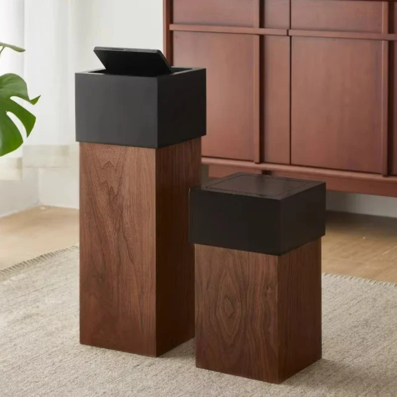 &Nordic Waste Bins Modern Living Room Waste Bins Luxury Bathroom Large Capacity Trash Can Wood Household Items Trash Can Baskets