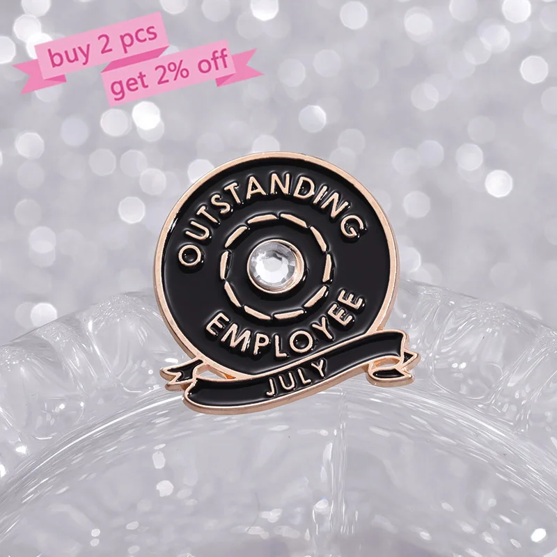 Outstanding Employee Enamel Pins Custom 1-12 Month Recognition Brooches Lapel Badges Punk Jewelry Gift for Personnel