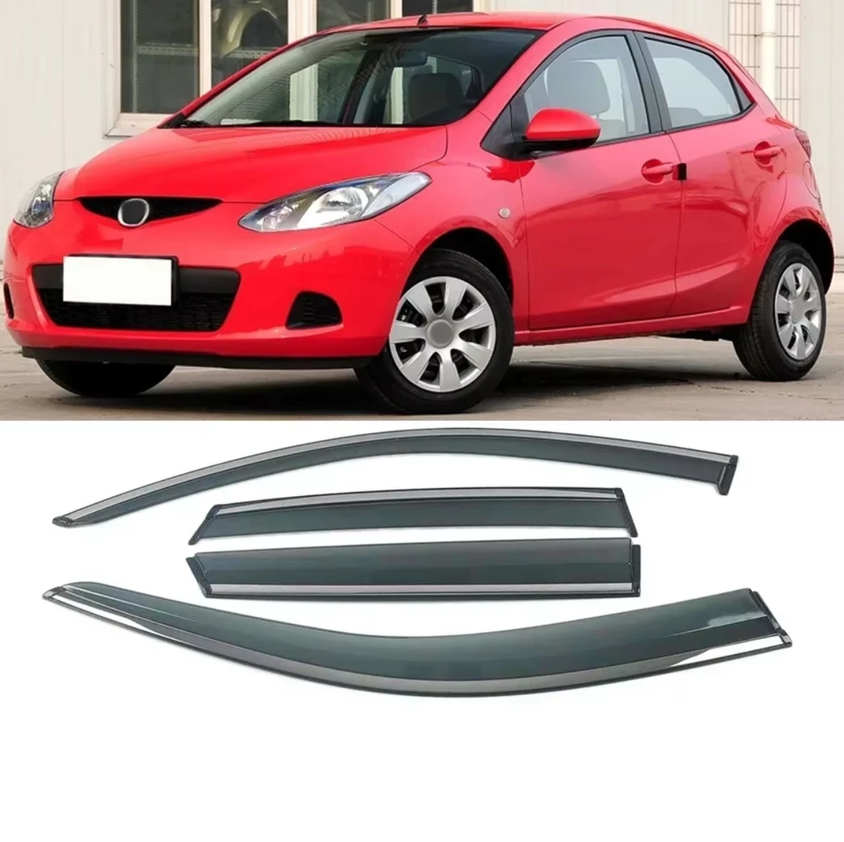 

Хромированные полоски, защита от дождя для MAZDA 2 Hatchback Sedan 2008-2014, оконный козырек, ветровые дефлекторы, дверной козырек, вентиляционные шторы, вентиляционный козырек