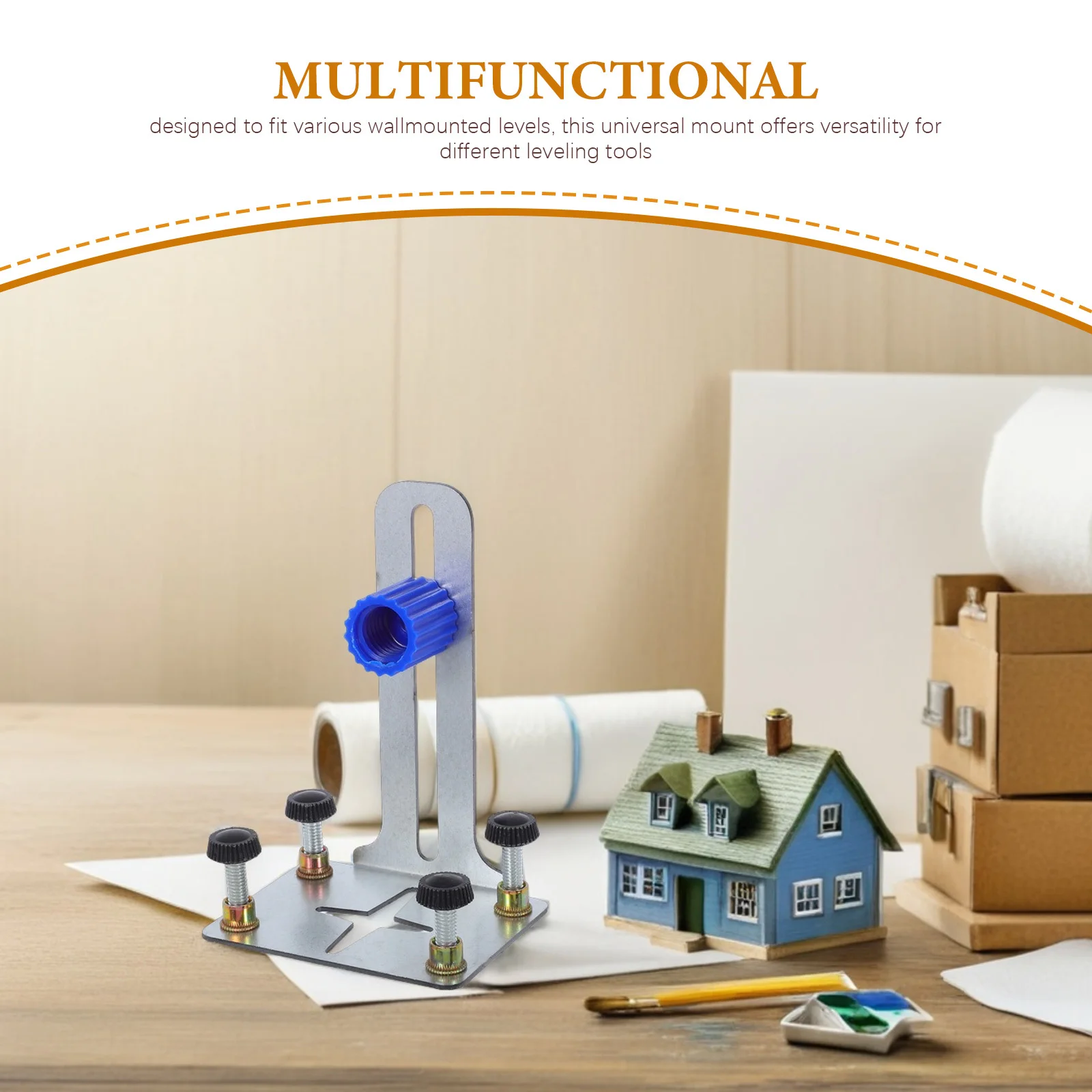 Soporte de nivel de burbuja ajustable de hierro grueso duradero soporte de herramientas de nivel montado en la pared para proyectos de construcción y bricolaje
