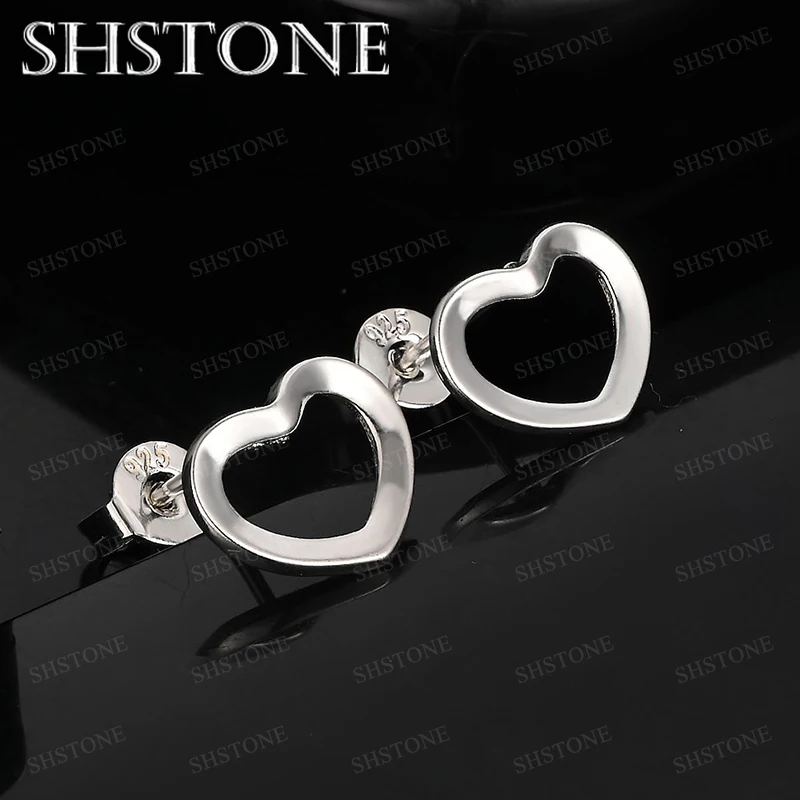 

Luxury Heart Stud Earring 925 Sterling Silver Earrings For Women Man Engagement Jewelry Romantic Wedding Party Accessories
