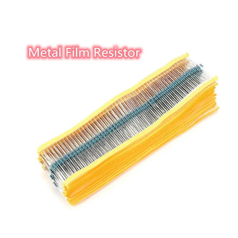 100 Pcs 1/2W 1% Metal Film Resistors 1ohm - 1M ohm 1/2 Watt 0.5 W High Precision MF Fixed Resistance 1K 10K 47K 100K 4R7 2K2 2R2