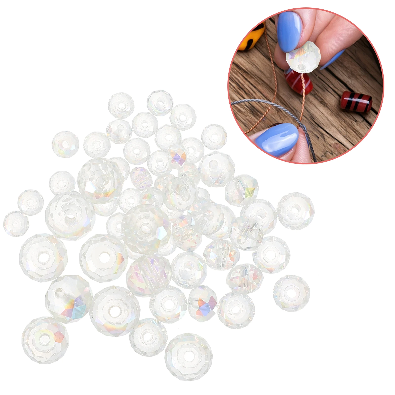 

60pcs Loose Diy Jewelry Making Necklace Bracelet Crafts For Handicrafts Glass Spacer Beads Diy Garland Glass Bead Jewelry Craft