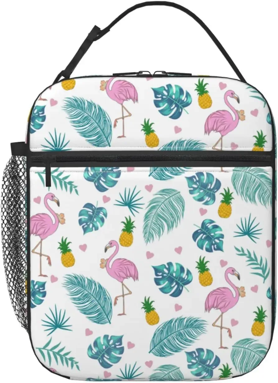 Flamingo Lunch Box Kids Girls Insulated Cooler Thermal Cute Lunch Bag Tote for School