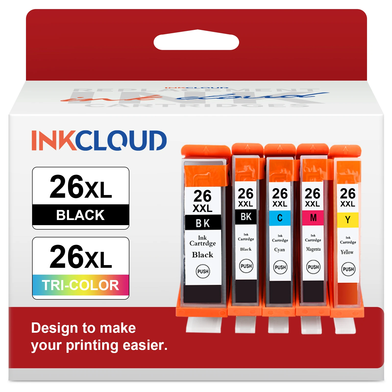 INKCLOUD 26 XL Cartuccia d'inchiostro compatibile per Epson 26XL XP-510 XP-520 XP-600 XP-605 XP-610 XP-615 620 625 700 710 720 800 810 820