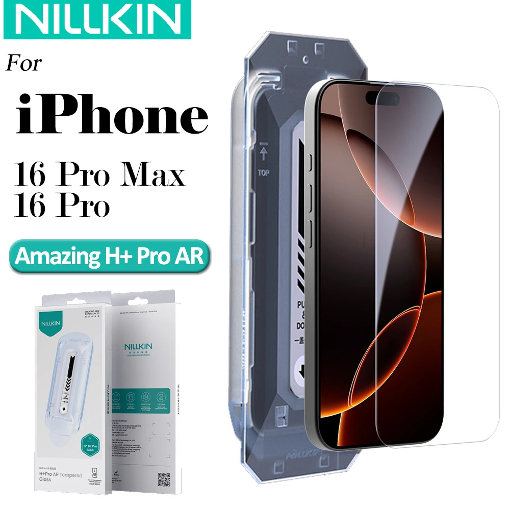 Nillkin для iPhone 16 Pro Max 16 Pro H + Pro AR 9H устойчивый к царапинам 3D Arc Edge фитинг конфигурация пылезащитный пленочный отсек