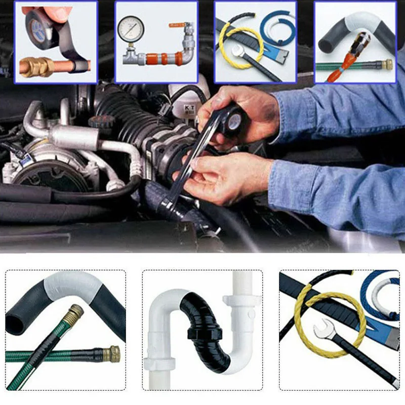 Self-Fusing Silicone Tape Waterproof Water Pipe Repair Electrical Plumbing Insulation Tape Automotive Pipe Hose Bonding Tapes