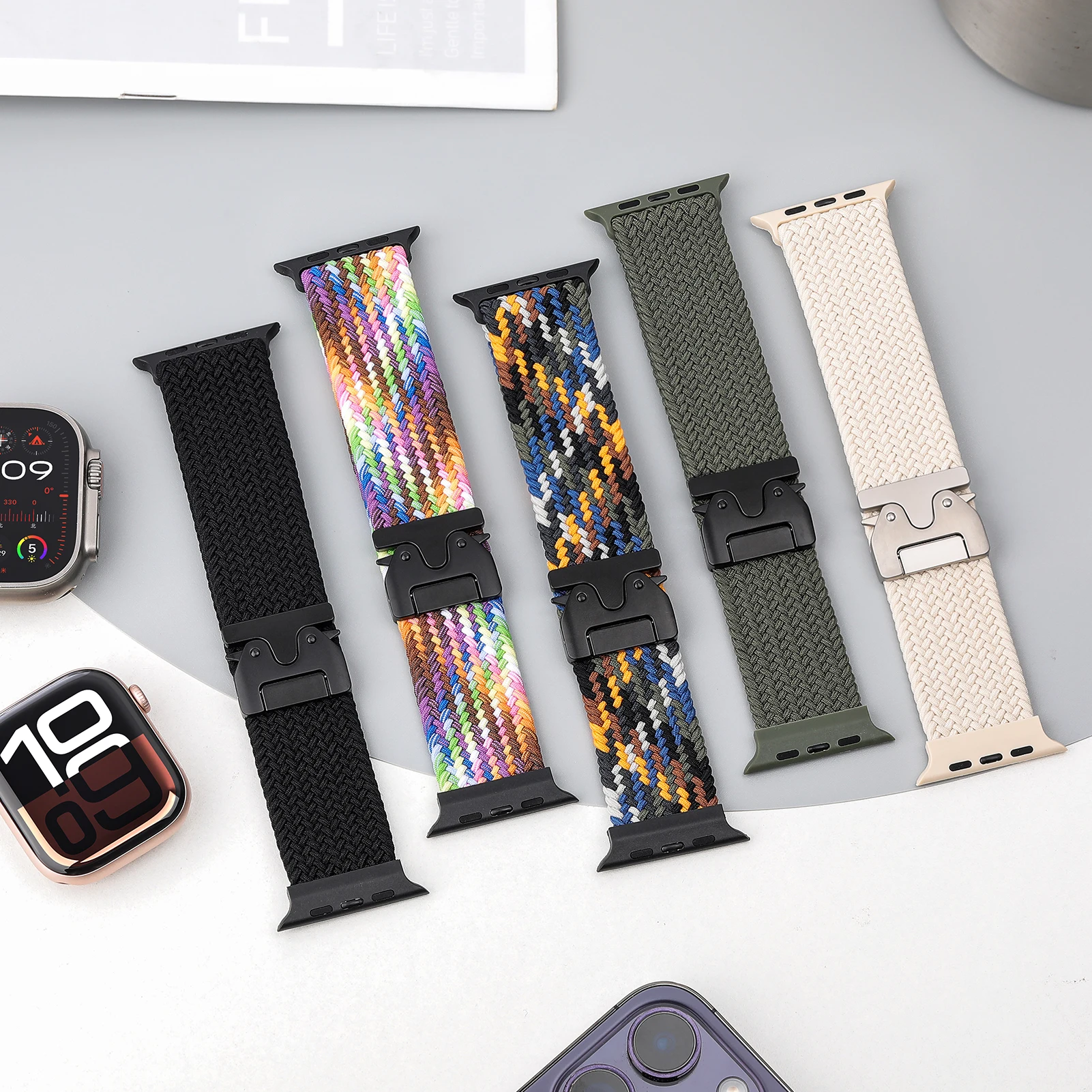 Braided Band For Apple Watch Straps 40 mm 44mm 46mm 42mm 49mm 45mm 41mm Parachute Bracelet IWatch Series 10 SE 9 8 7 6 3 Ultra 2 image 5