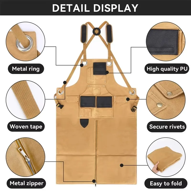 【الأكثر مبيعًا】BSCI C-مخصص للرجال والنساء طويل مقاوم للماء وقابل للتعديل 16 أونصة قماش مشمع أداة العمل #2