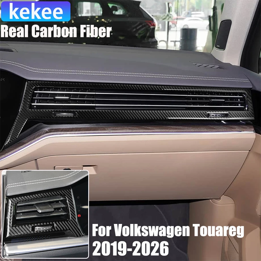 

Real Carbon Fiber Car Accessories Dashboard Vent Soft Sticker For Volkswagen Touareg CR 2019 2020 2021 2022 2023 2024 2025 2026