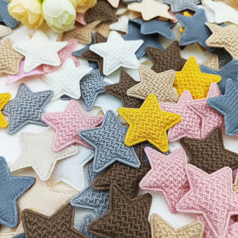 60Pcs 3.3CM Crochet Star Padded Applique For Children\'s Headband Hair Clip Accessories Hats Decoration Patches