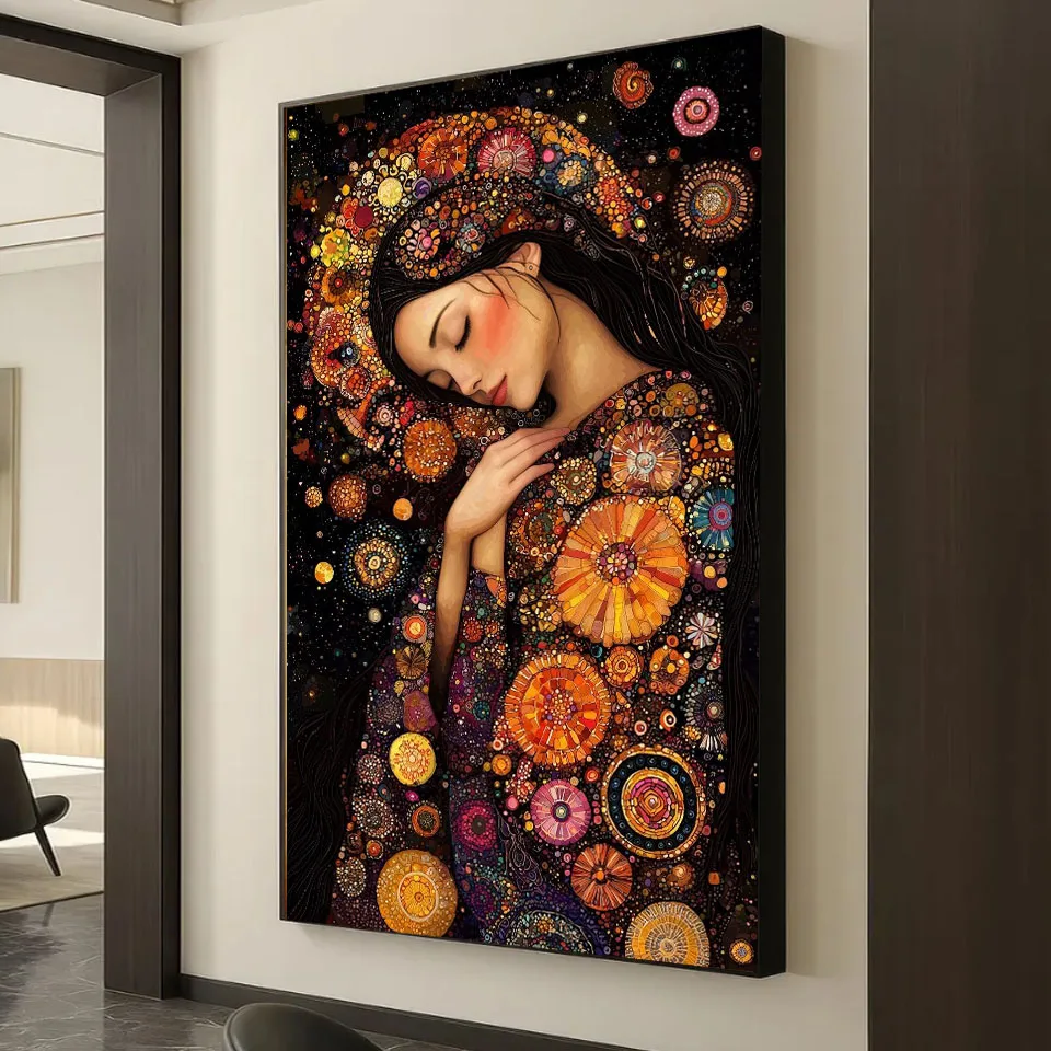 

New 2025 DIY 5d Diamond Painting Cross Stitch - Gustav Klimt Woman Inspired - Full Square Round Diamond Mosaic For Home Decor