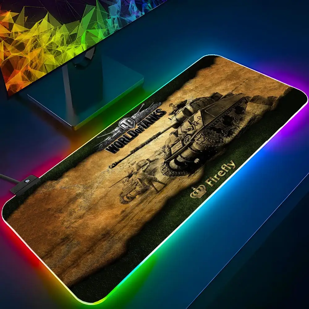 HD World Of Tanks Mouse Pad RGB Backlit Mouse Pad Laptop Mouse Pad Laptop Gamer Computer Desk Gaming Accessories