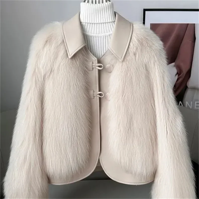 Pop Japanese Style Fur Collar Imitating Fox Fur Coat Environmentally Friendly Fur Women's High-End Versatile Luxurious Thick Jac