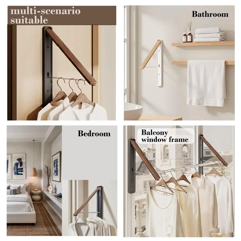 

Aluminum Material Foldable Clothes Drying Rack No Drill Installation Space Saving Design Invisible Laundry Hanger Foldable