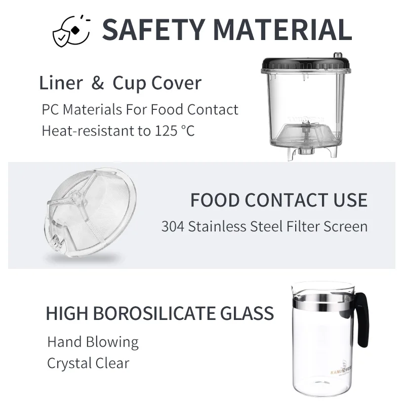 KAMJOVE Transparent Heat-Resistant Borosilicate Glass Teapot With Strainer 500ml Filter Tea Kettle with Press Button TP-160