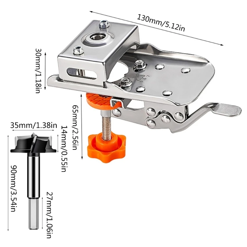 Woodworking 35mm Hinge Boring Jig Aid with 3Blade Hole Locator Opener Woodwork Hole Puncher Drilling Guide Dropship