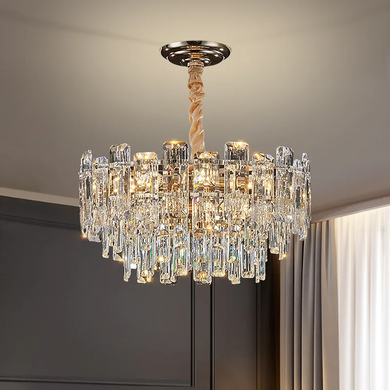 

Nordic Luxurious Crystal Column Minimalist Led Pendant Lamp for Living Dining Table Room Office Home Design Lusters Luminaire