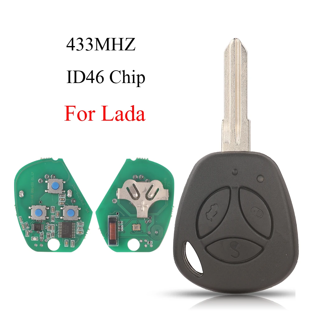 

jingyuqin 3 Buttons ID46 Chip 433MHZ Smart Remote Car Key Fob For Lada Granta Priora Vesta X-Ray XRay Sedan Sport Kalina