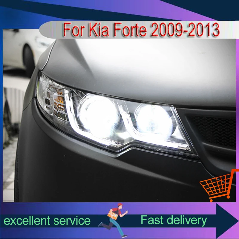 Running Light Auto for Cars 12V Kia Forte 2009-2013 Headlight LED Drl High Configure Daylight Turning Accessories Front Lamp