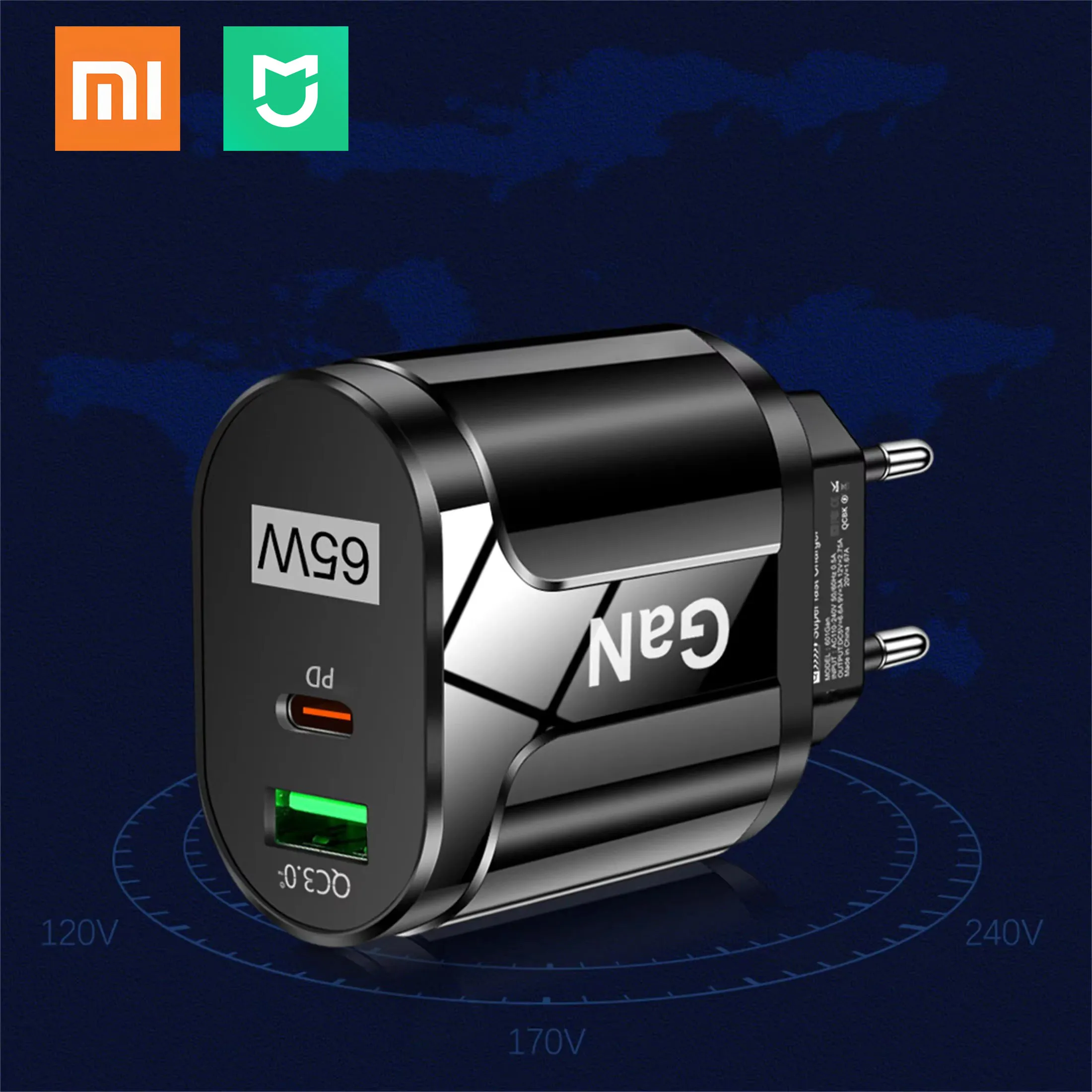 

Mijia GaN 65W PD USB Type C Charger KR Mobile Phone Quick Charge Type C Wall Charger Accessories For iPhone Xiaomi Samsung