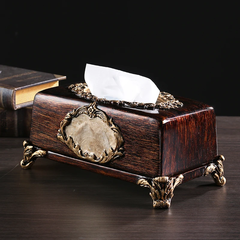

European retro multi-functional tissue box luxury high-end household napkin pumping carton American new Chinese living room coff
