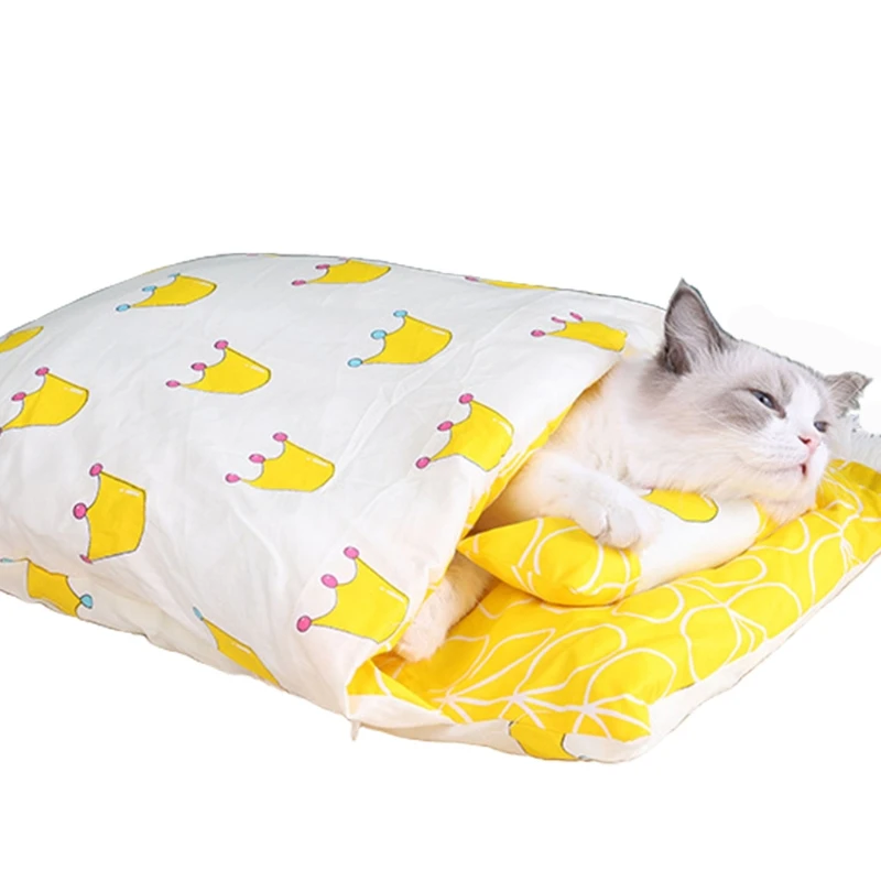 Winter Warm Pet Bed Cat Sleeping Bag Cat Bed Cozy Cat Nest Cushion with Pillow Drop Shipping