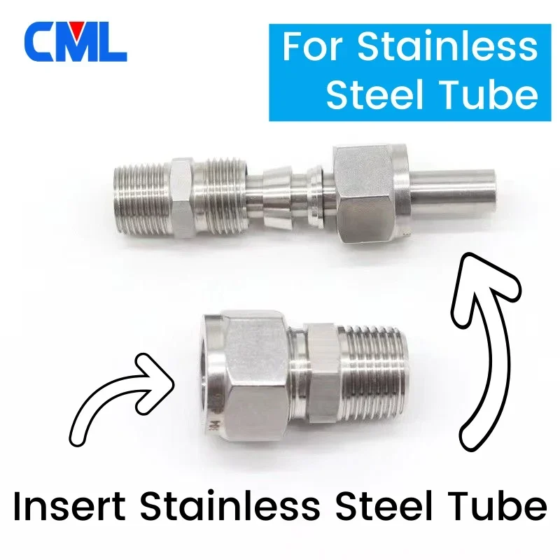 SS 304 Stainless Steel Double Ferrule Compression Connector 6mm 8mm 10mm 12mm Tube to 1/8\