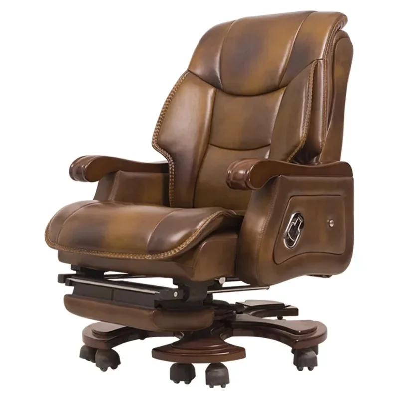 Premium Business solid wood boss chair retro leather general manager office home study class chair