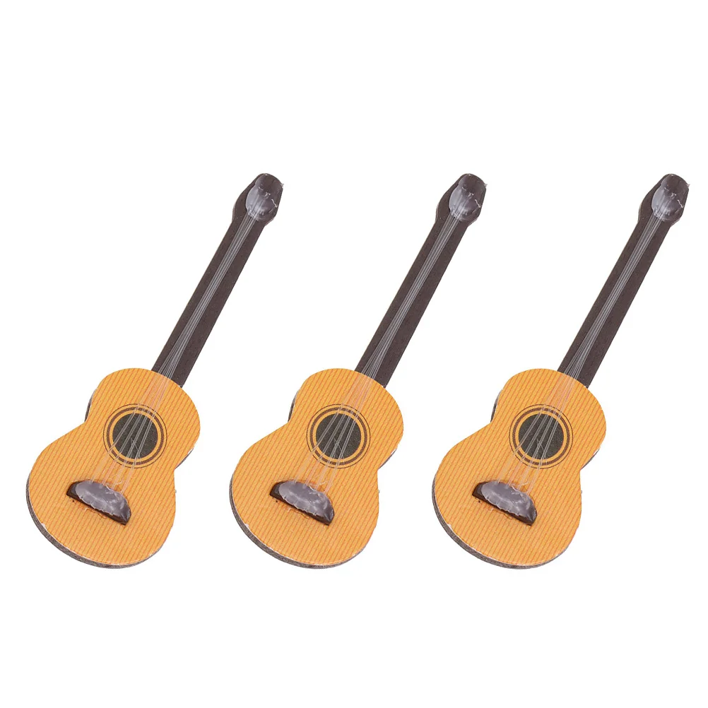 3 Pcs Mini Toy Guitar Props Instrument Model Miniature Figurines Developmental Toys