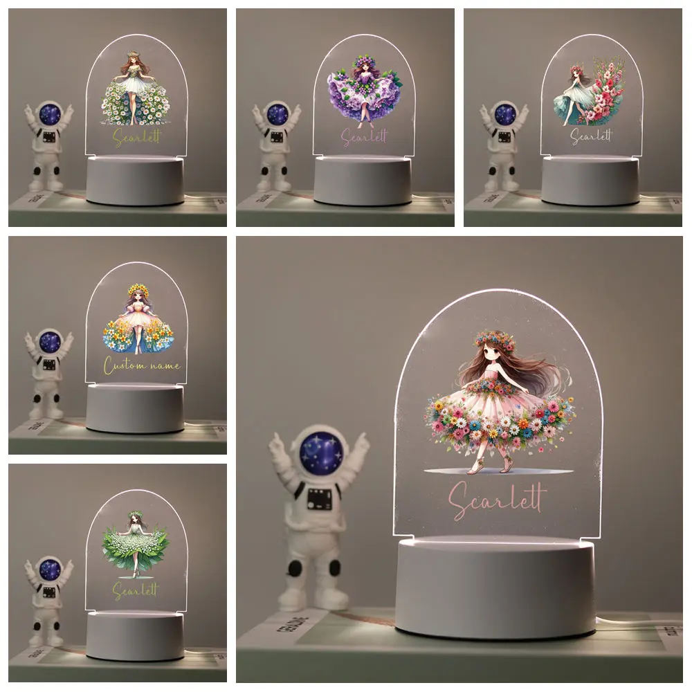 1pc Personalize princess Custom Skirt NEW Night Light Kids Toy Usb Atmosphere Desk Lamp Acrylic Led Night Lamp 3d Lamp