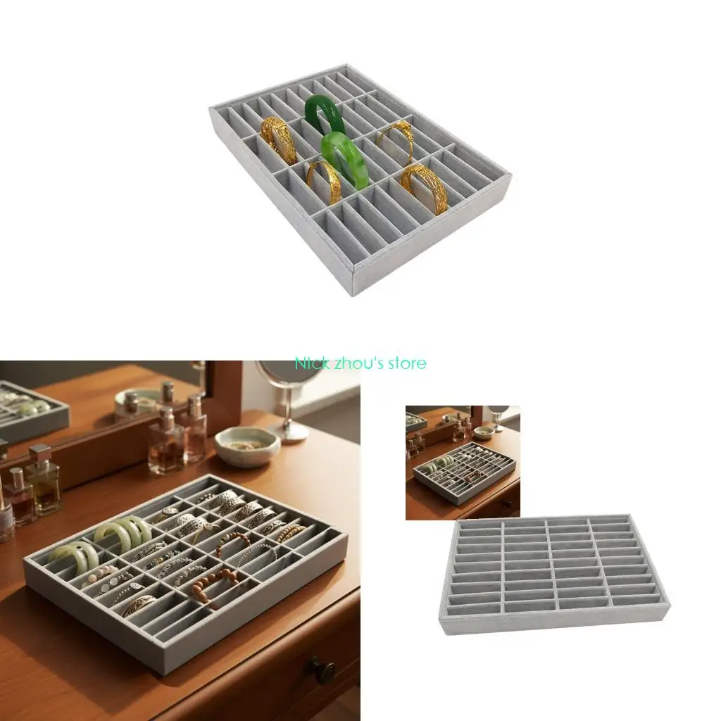 

E15E Прочная деревянная выставочная витрина для браслета с 40 просторными слотами Портативная витрина для ювелирных изделий