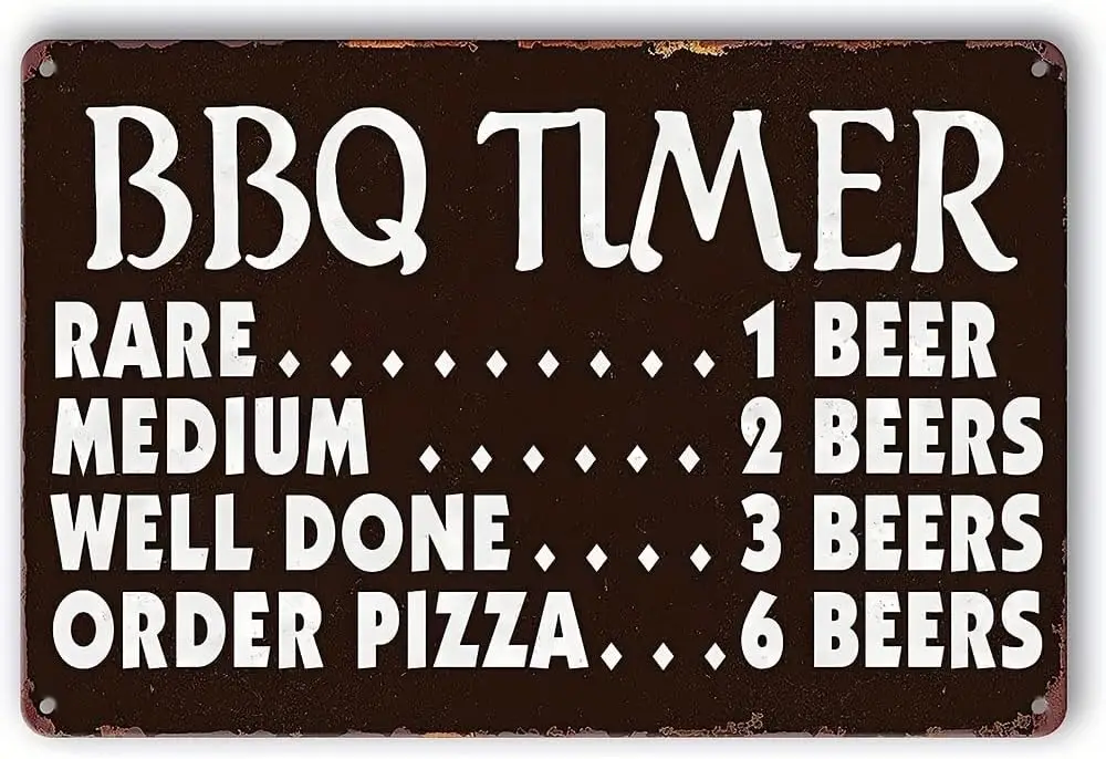 BBQ TIMER Vintage Metal Tin Sign, Poster With Artwork, Restaurant Bar Pub Cafe Coffee Shop Iron Painting, Water-proof & Dust