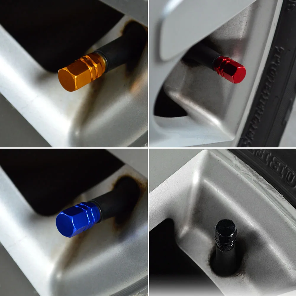 runmade 4pcs Universal Aluminum Car Wheel Tires Valves Tyre Stem Air Caps Airtight Cover For Auto SUV Truck Motorcycle Bike