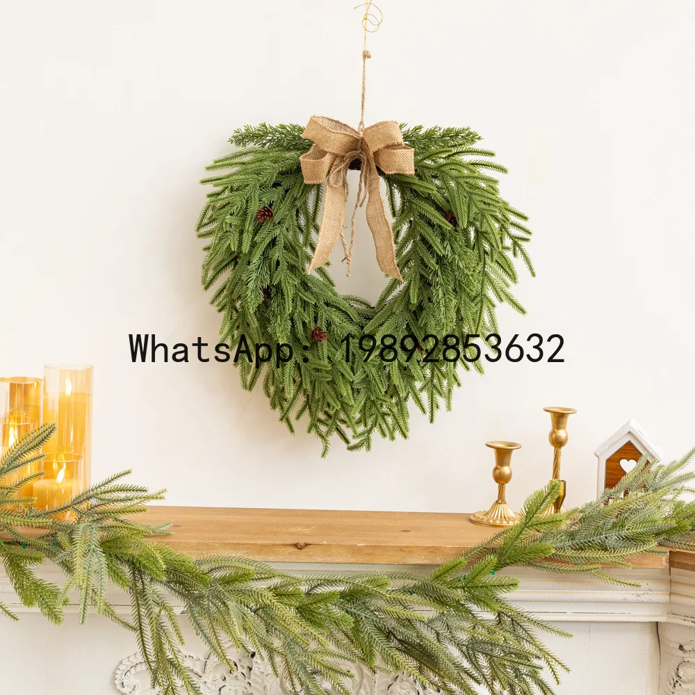 

PYJ Christmas decoration hand-feeling material heart-shaped wreath home front door hanging decoration--2pcs