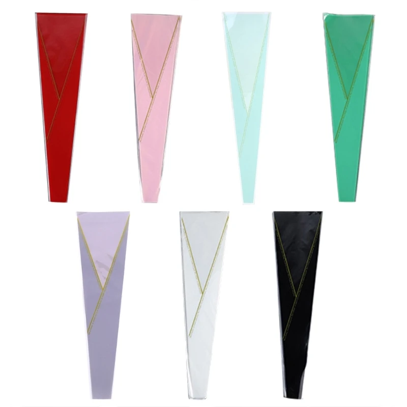 סט של 50 יחידות עטיפות ורד בודדות שקיות עטיפת פרחים עמיד למים ושקופות אמנות פרחונית שקיות אריזות לחנויות פרחים