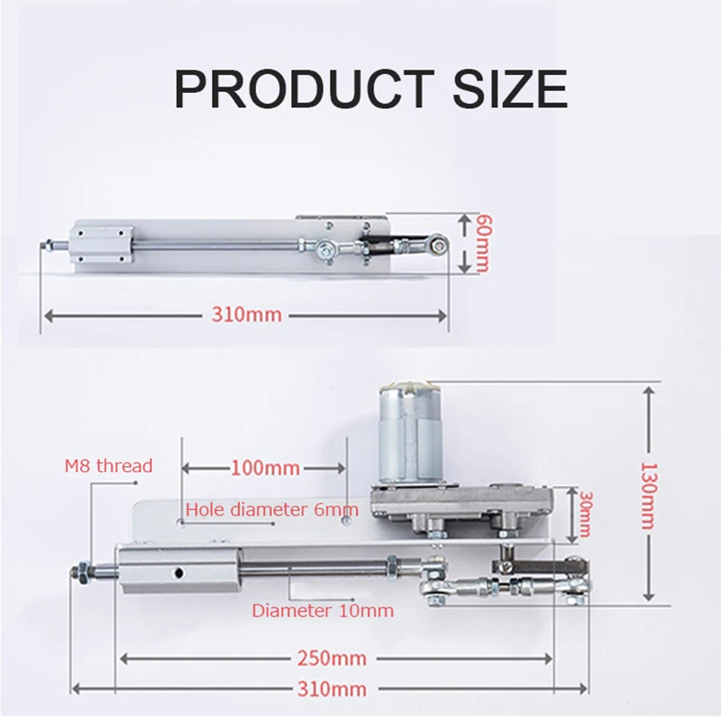 Reciprocating Cycle Linear Actuator DC 12V/24V With Speed Controller Stroke 2-8CM  3-15CM Telescopic Linear Actuator Kit