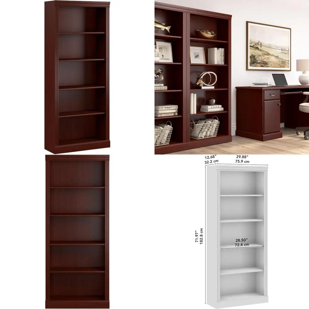ตู้หนังสือทรงสูง 5 ชั้น รุ่น Large Harvest Cherry สำหรับจัดเก็บและจัดแสดงหนังสือที่บ้านและที่ทำงาน