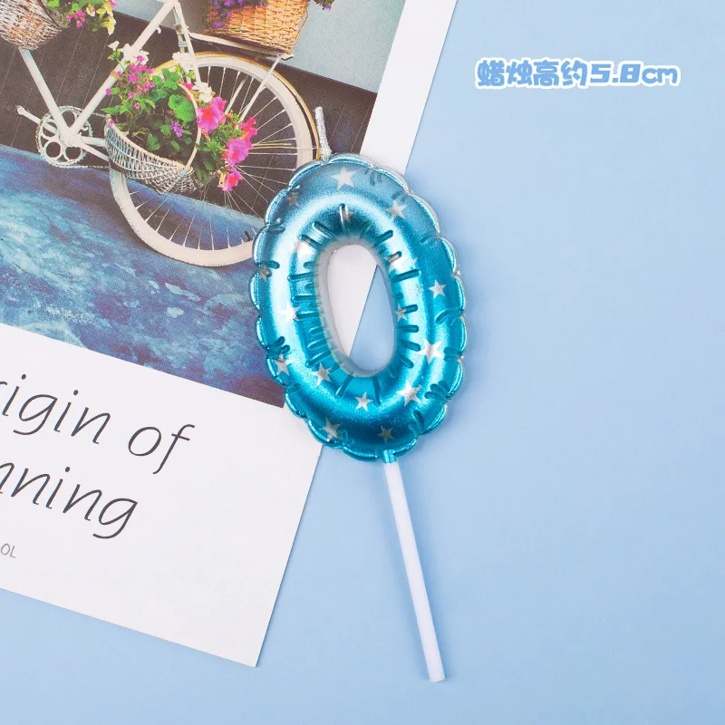 1Pcs Blue Happy Birthday Number Cake Candles 0 1 2 3 4 5 6 7 8 9 Cake Topper Kids Girls Boys Bar Baby Party Supplies Decoration