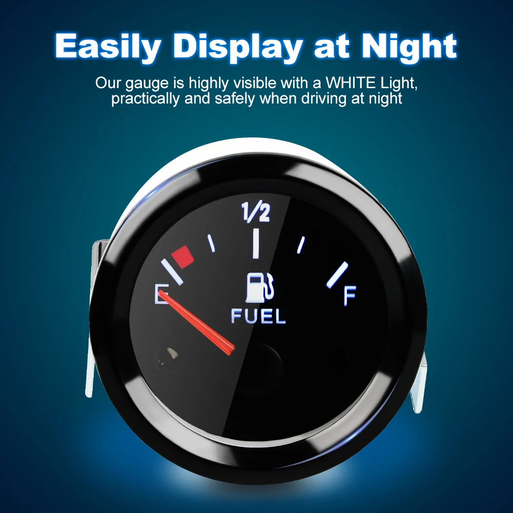 Fuel Level Gauge 52mm 12V Digital For Car Marine Boat Fuel Tank Gauge For 240-33Ohm Fuel Level Sensor Car Motorcycle Accessories