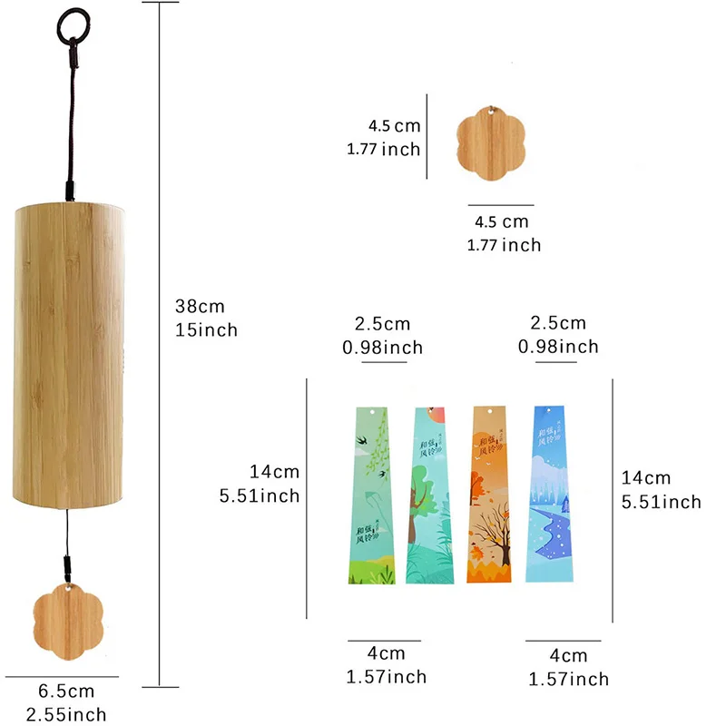 

Hluru Bamboo Windchime Furin Wind Chime 8 Notes Rod Chord Crafted Bell для уличного садового декора, патио, украшения для дома в стиле дзен