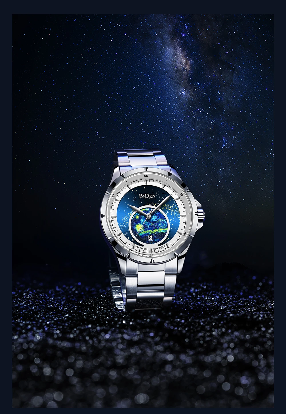 Men's Watch Fashion Creative Design Watch Quartz Luminous Starry Sky Dial Calendar Waterproof Clock Daily Gift